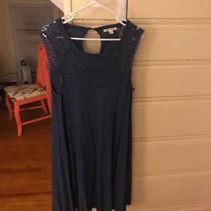 Blue knit and lace dress